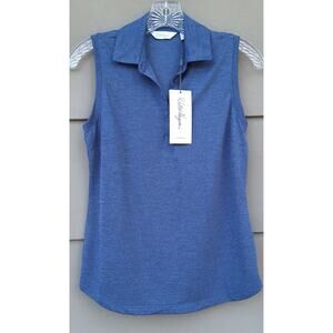 Walter Hagen Women's Golf Tennis Collared Sleeveless Polo Tank Top Blue XS $50